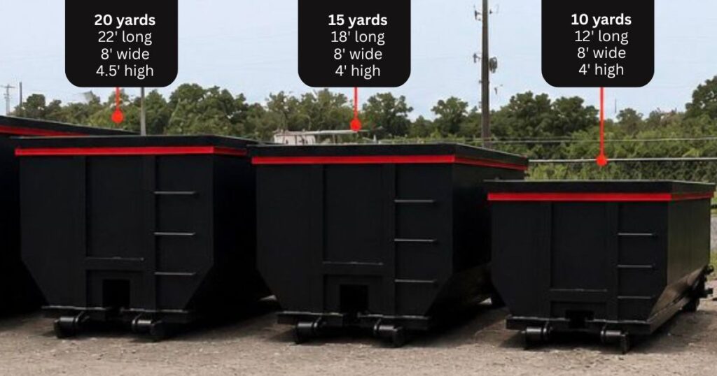 SC Hauling & Junk Pro dumpster size chart displaying available roll‑off container options in Columbia, SC